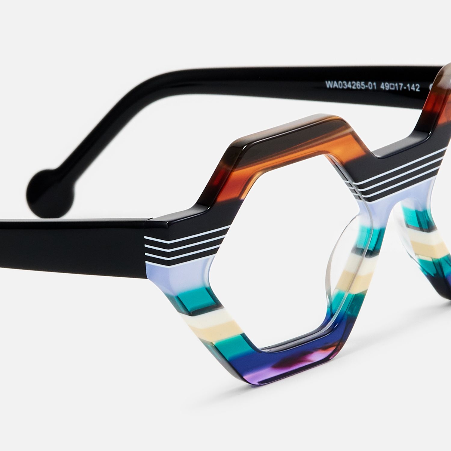 Ailsa - Multi Color Hexagon Acetate Glasses by Vooglam - Design Details