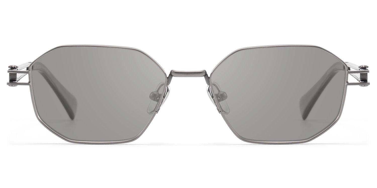 Loos - Light Gray Polygonal Oversized Sunglasses by Vooglam Product Details 1