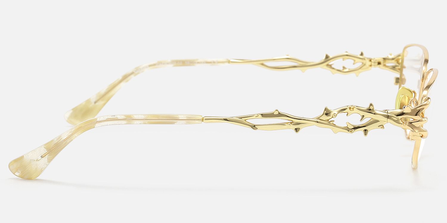 Spine - Gold Geometric Gothic Eyewear by Vooglam - Side View