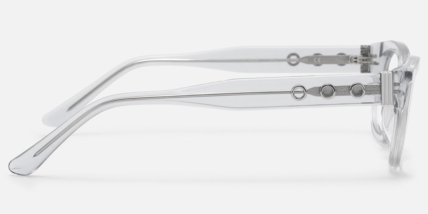 Riven - Crystal Grey Thick Cat Eye Frames by Vooglam - Side View
