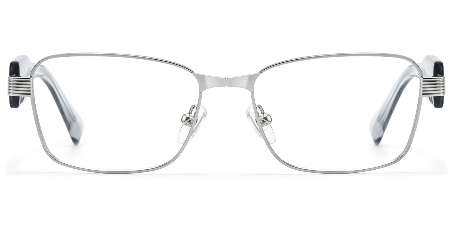 Toyo - Exposed Metal Pin Silver Rectangle Glasses by Vooglam Product Details 1