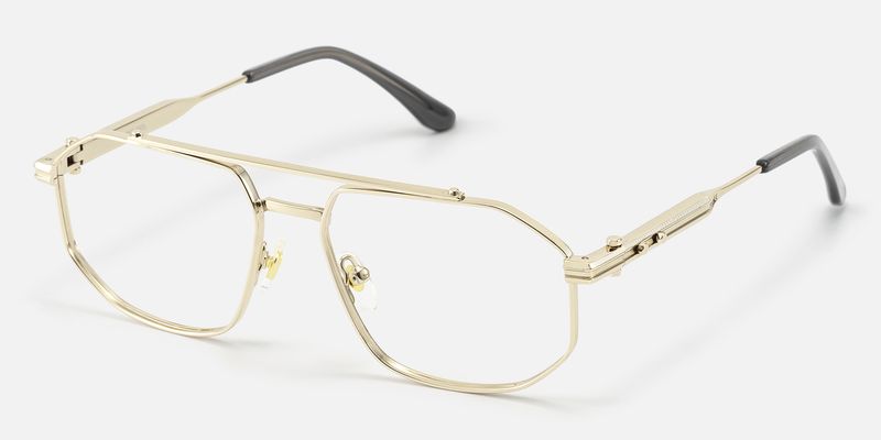 Ando - Gold Geometric Aviator Scale Glasses by Vooglam
