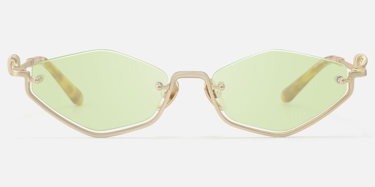 Niseko - Brushed Gold Green Tinted Half Rim Shades by Vooglam