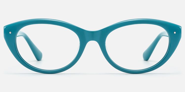 Vael-Vintage Teal Acetate Oval Cateye Glasses by Vooglam