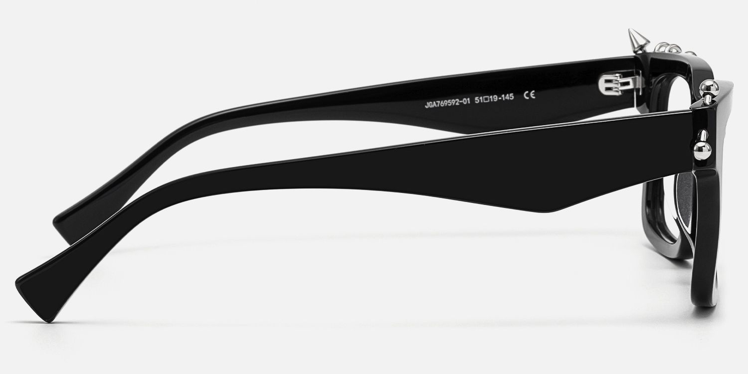 Spike - Pierced Thick Black Rectangle Glasses by Vooglam - Side View