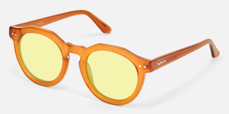 Aubrey - Amber Geometric Round Sunglasses by Vooglam