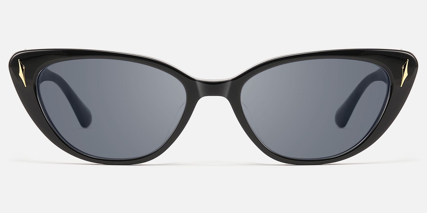 As If - Punk Spike Deco Black Cat Eye Sunglasses by Vooglam - Angle View