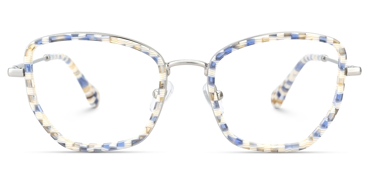 Wanderer-Blue Checkered Geometric Patterned Glasses by Vooglam Product Details 1