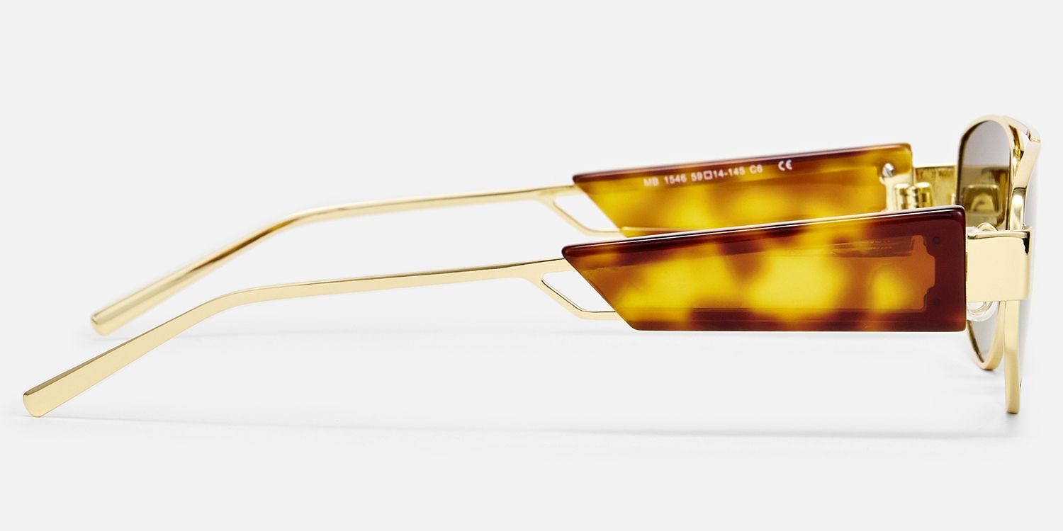 Orbit - Aviator Gold Sunglasses by Vooglam - Side View