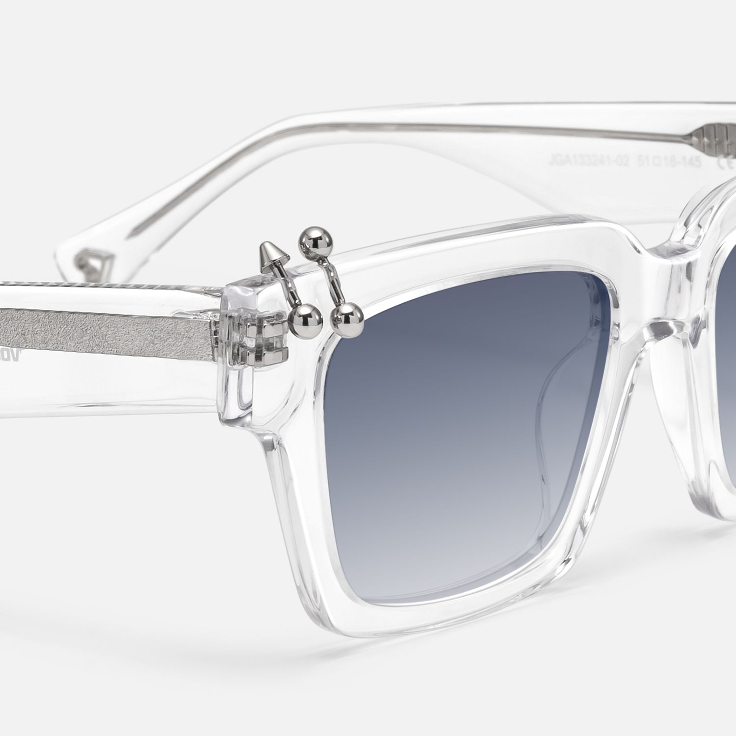 PIERCE - Clear Piercing Square Sunglasses by Vooglam - Design Details