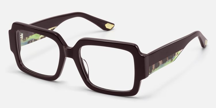 Axis - Large Burgundy Art Deco Glasses by Vooglam