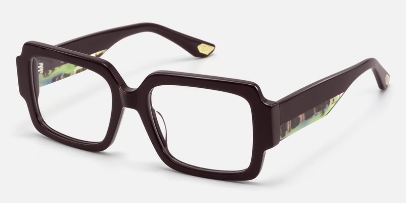 Axis - Large Burgundy Art Deco Glasses by Vooglam