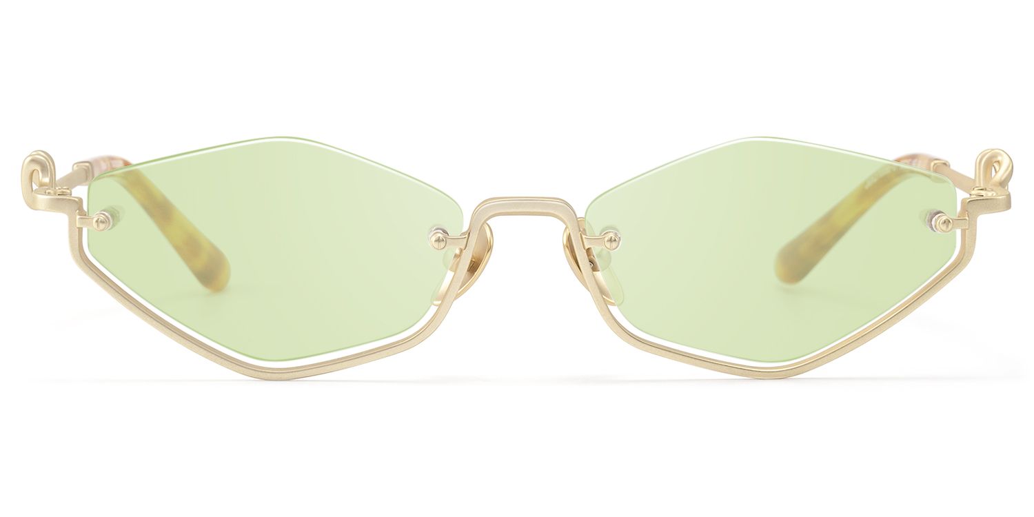 Niseko - Brushed Gold Green Tinted Half Rim Shades by Vooglam Product Details 1