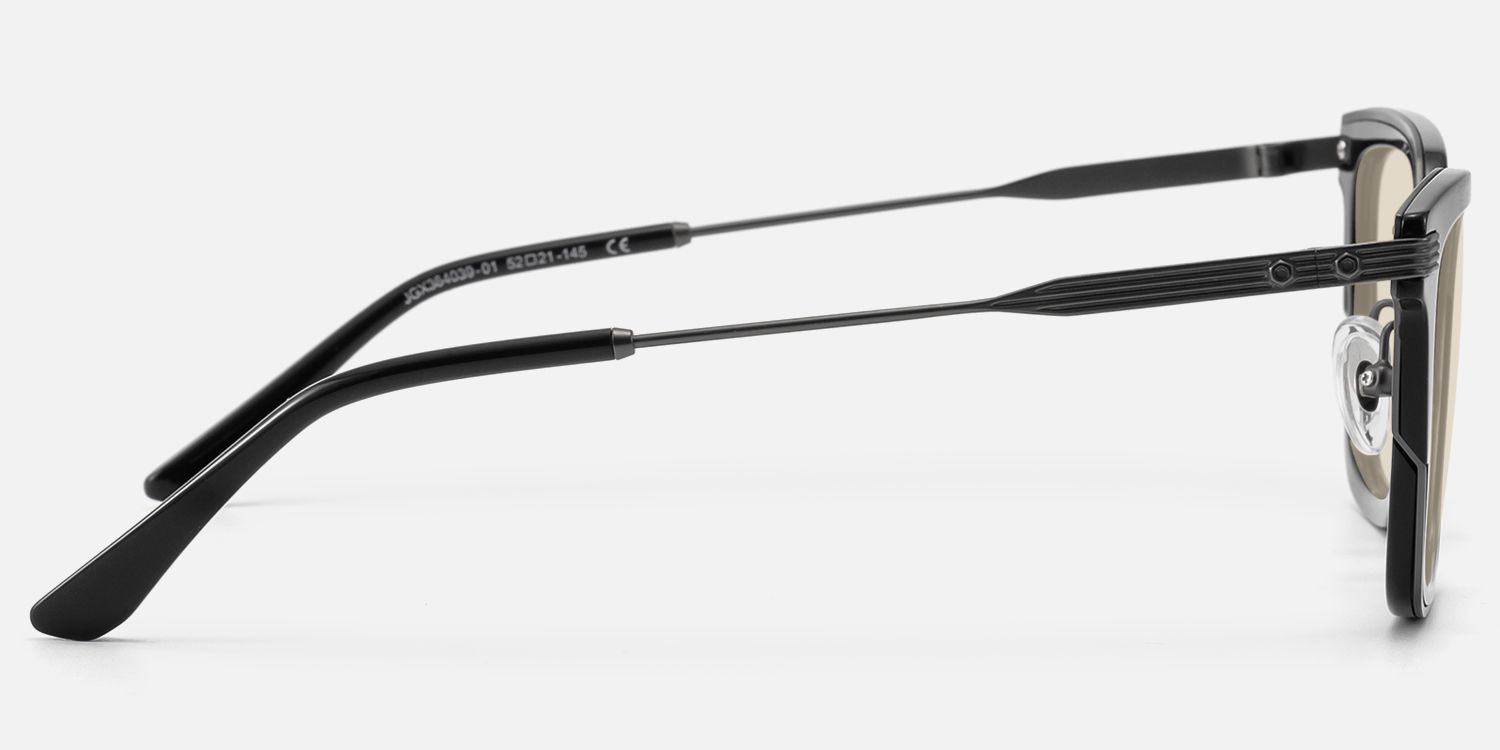 Kassel - Matte Gunmetal Acetate Metal Sunglasses by Vooglam - Side View