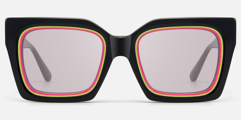 Trance - Black Rave Sunglasses with Square Frame by Vooglam