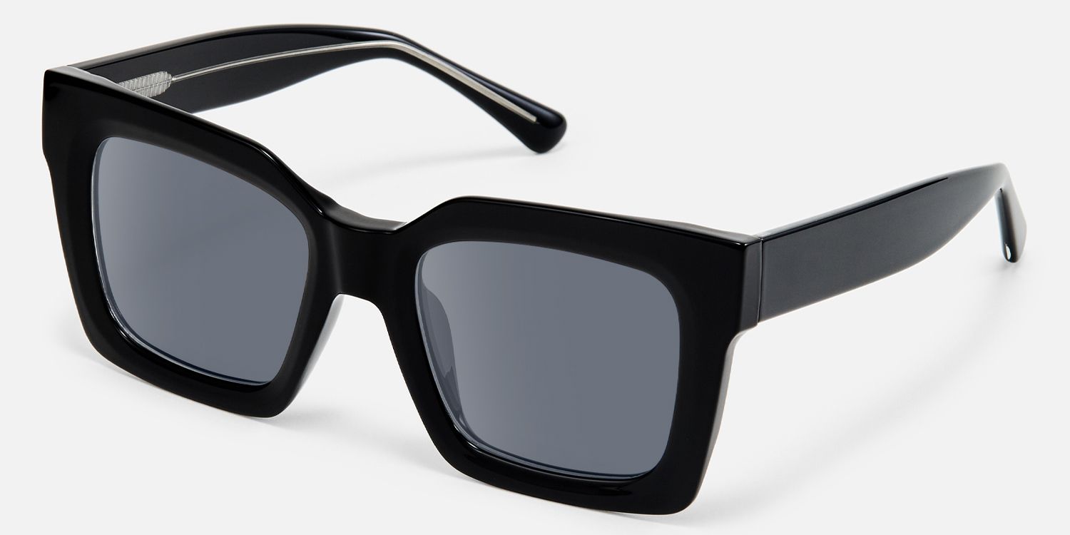 Pacheco - Oversized Black Square Sunglasses by Vooglam - Front View