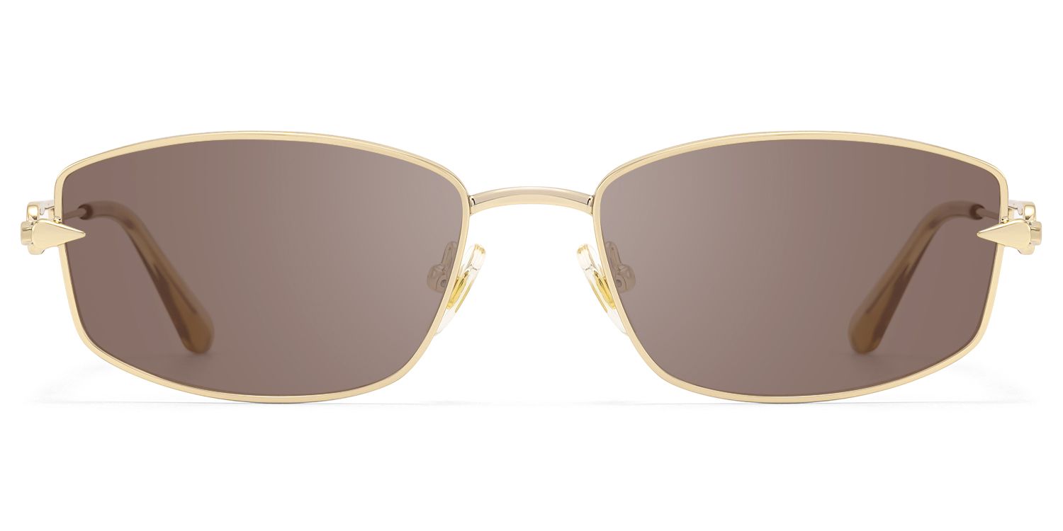 Bladework - Gold Narrow Brown Sunglasses by Vooglam Product Details 1