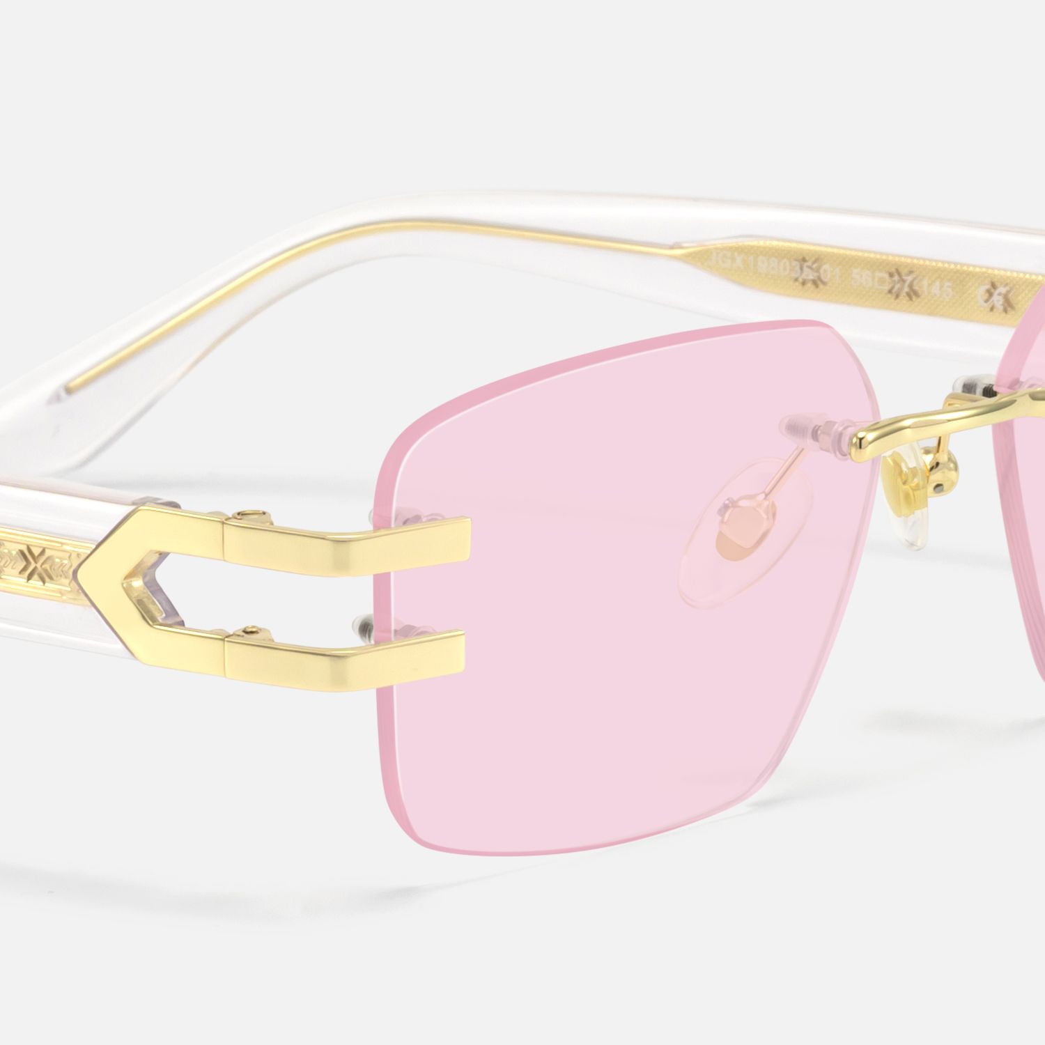 Aurum - Light Pink Rimless Sunglasses by Vooglam - Design Details