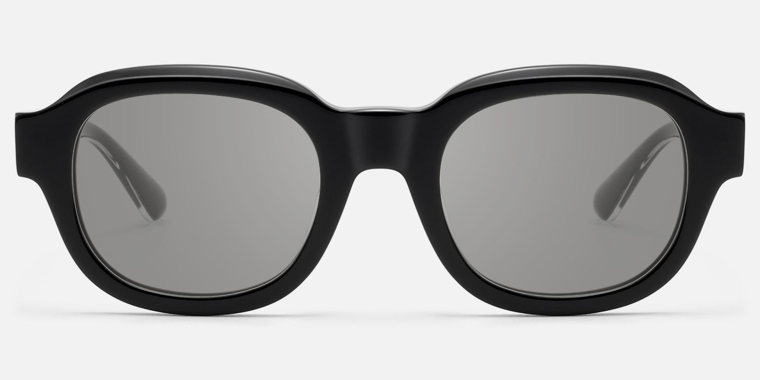 Eerie - Shiny Black Gray Tinted Diamond Sunnies by Vooglam - Angle View