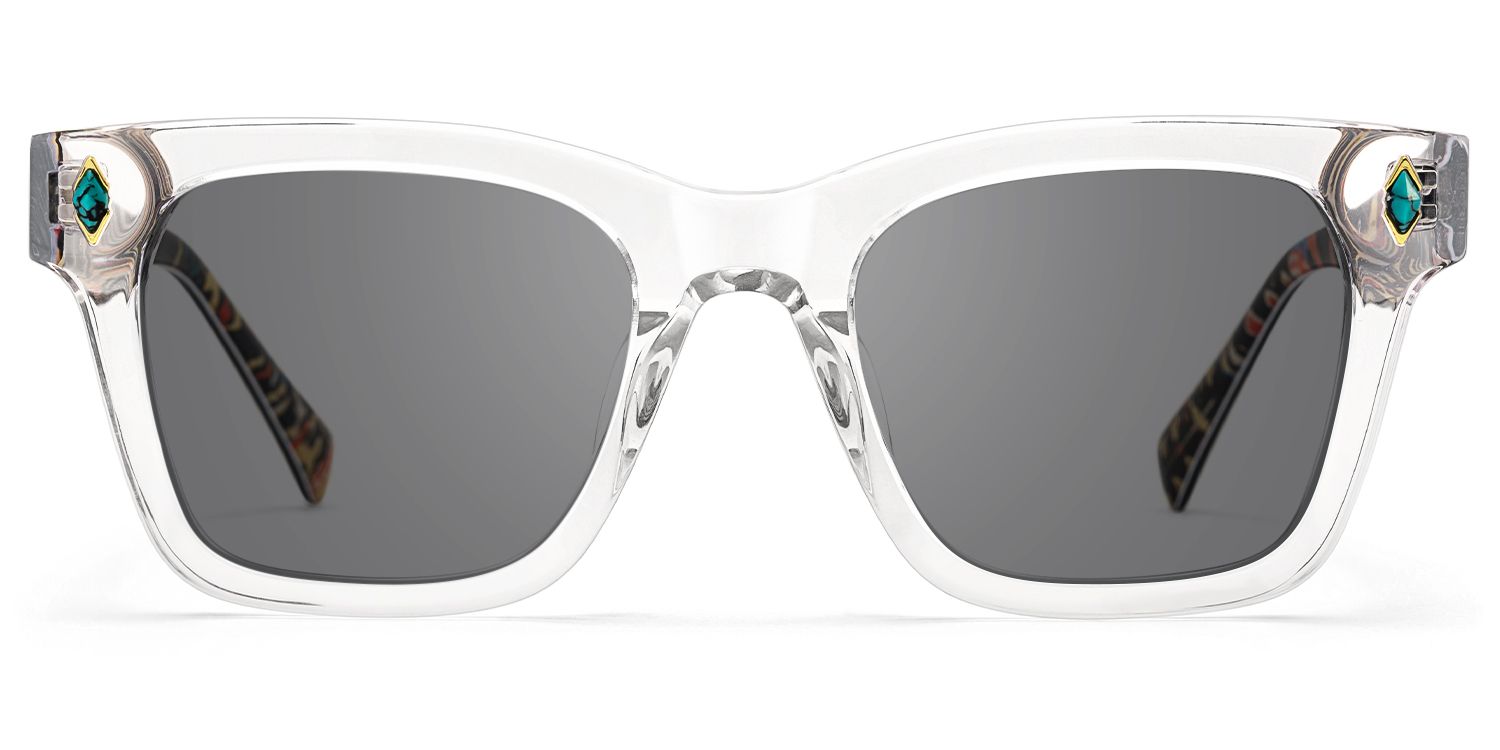Adinkra - Turquoise Deco Square Clear Sunglasses by Vooglam Product Details 1