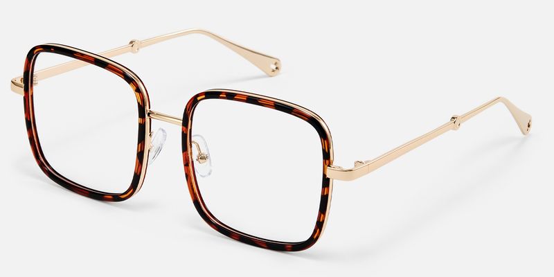 Jace - Oversized Square Tortoise and Gold Glasses by Vooglam