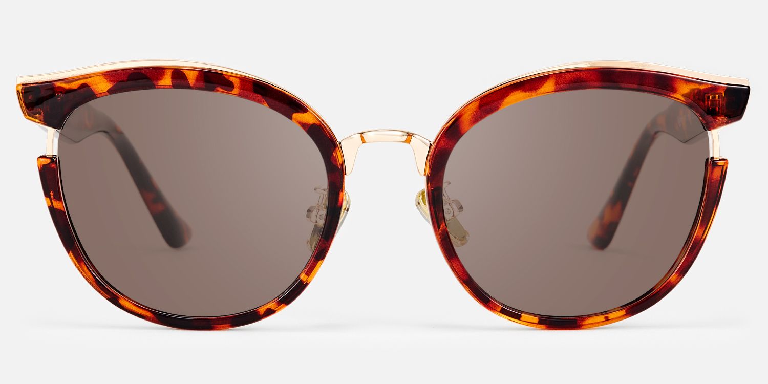 Retro - Round Cat Eye Tortoise Shell Sunglasses by Vooglam - Angle View