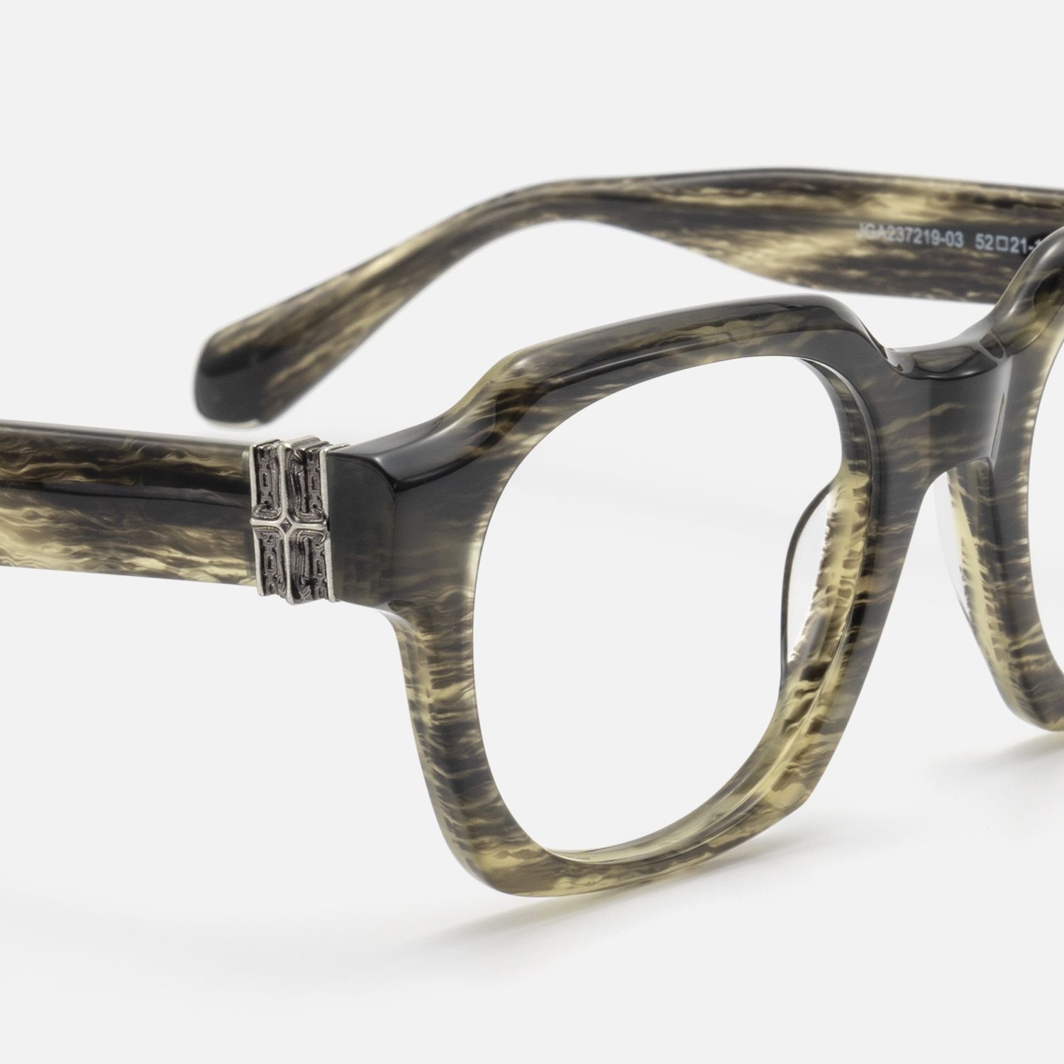 Vernon - Raw Texture Clear Brown Horn Glasses by Vooglam - Design Details