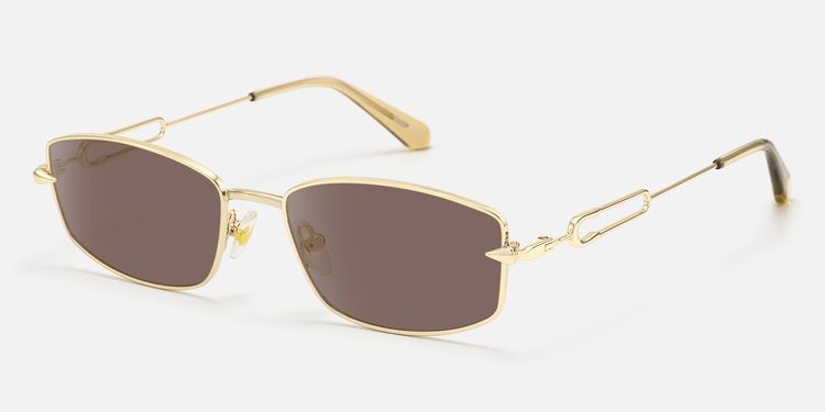 Bladework - Gold Narrow Brown Sunglasses by Vooglam