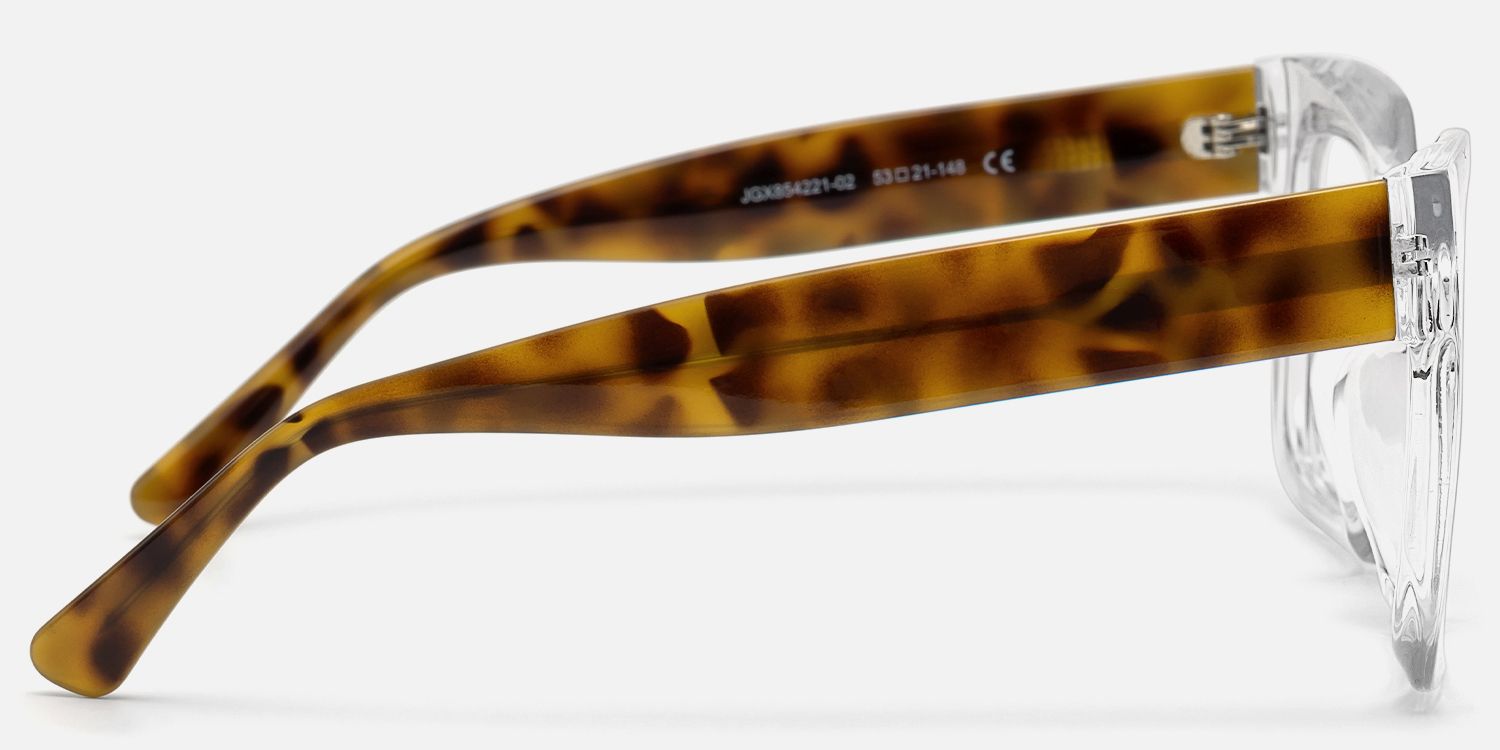 Pacheco - Tortoise Oversized Clear Square Glasses by Vooglam - Side View