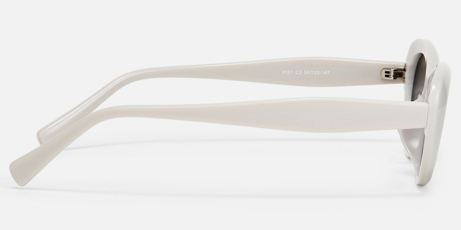 Phantom - Oval White Sunglasses by Vooglam - Side View