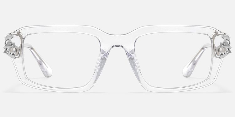 Vorpal - Clear Thorn Rectangle Silver Glasses by Vooglam