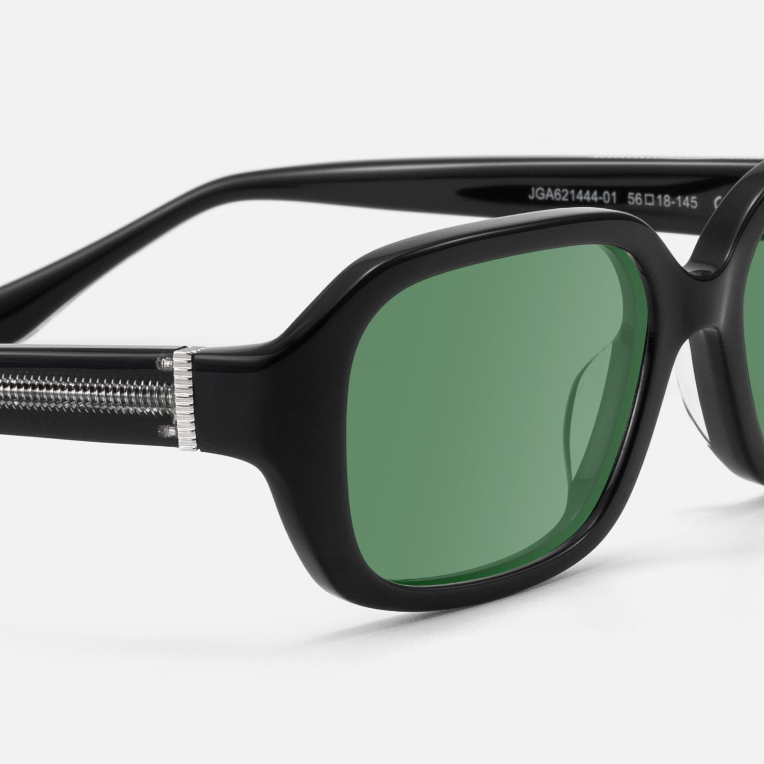 Mies - Industrial Black Green Tinted Sunglasses by Vooglam - Design Details