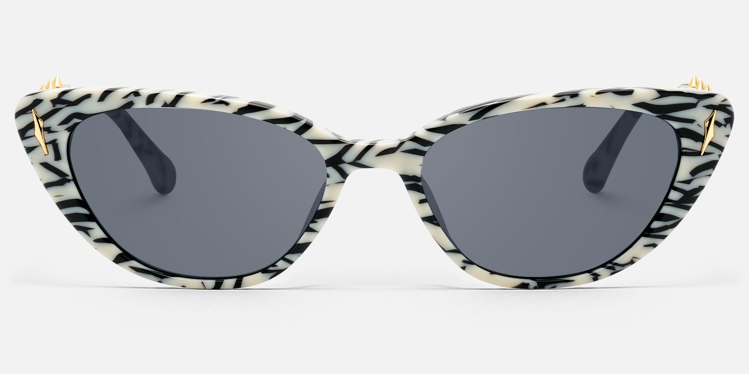 As If - Gold Spike Zebra Print Sunglasses by Vooglam - Angle View