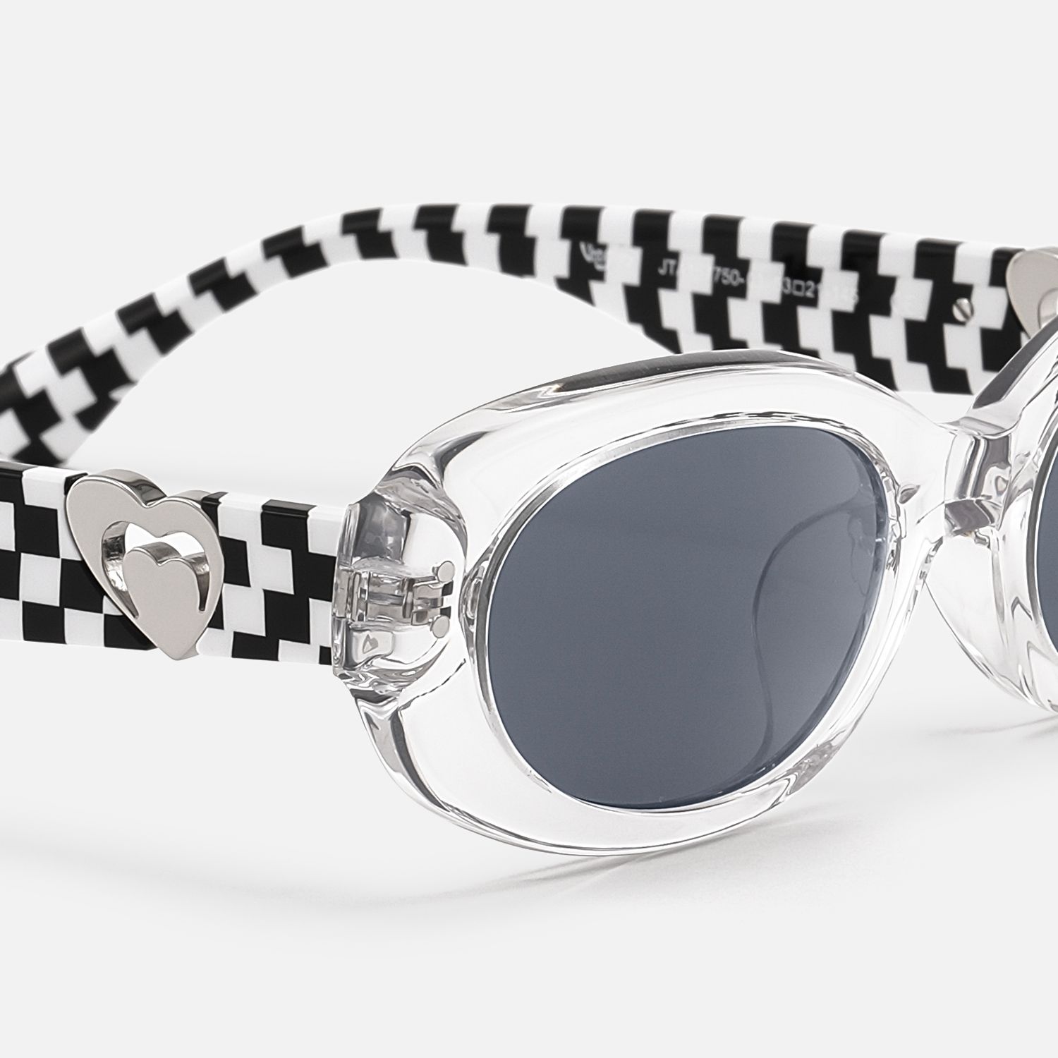 TADA - Checkered Clear Frame Oval Sunglasses by Vooglam - Design Details
