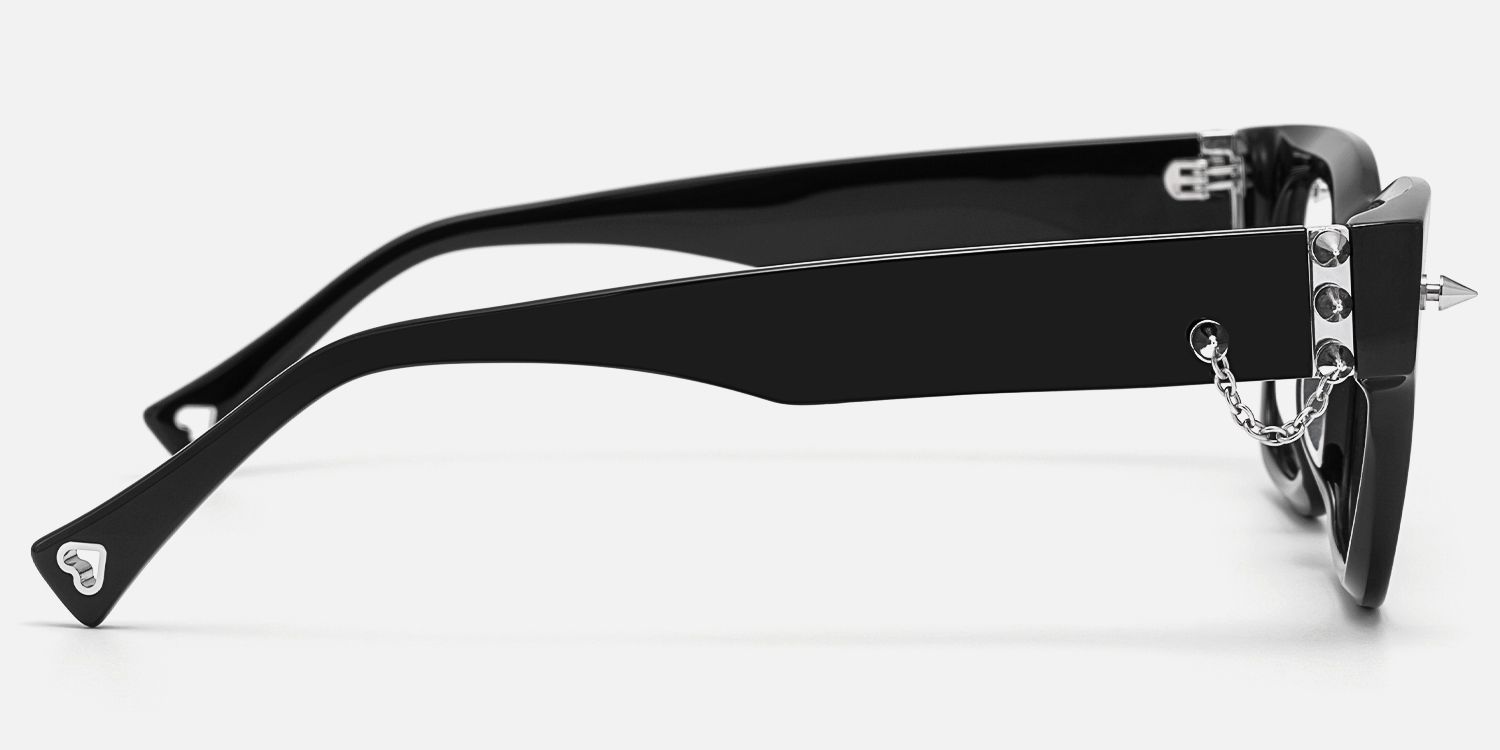 Stud-Gothic Punk Rock Stud Black Acetate Glasses by Vooglam - Side View