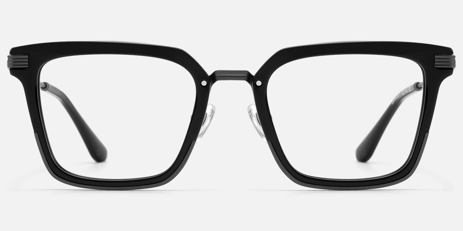 Kassel - Matte Gunmetal Modular Square Glasses by Vooglam - Angle View