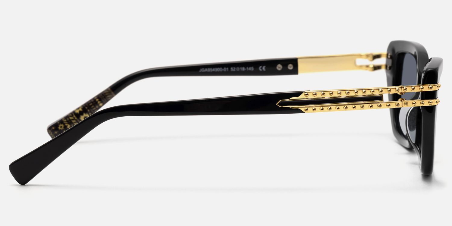 Nomad - Black Cateye Golden Rivet Glasses by Vooglam - Side View