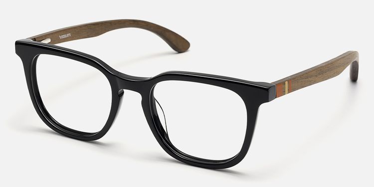 Lote - Square Black Glasses with Cool Wood Arm by Vooglam