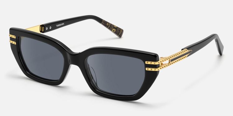 Nomad - Black Cateye Golden Rivet Glasses by Vooglam