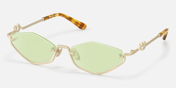 Niseko - Brushed Gold Green Tinted Half Rim Shades by Vooglam