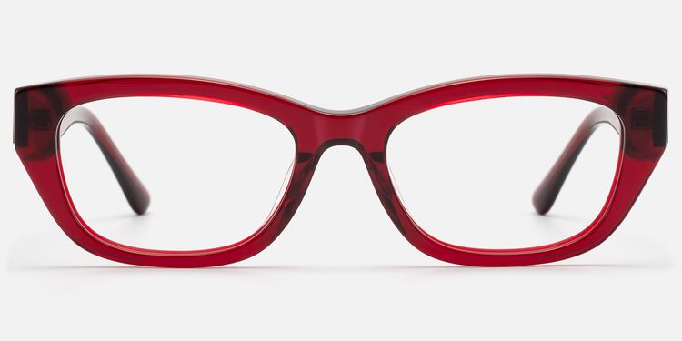 Riven - Bold Ruby Red Thick Cat Eye Frame by Vooglam