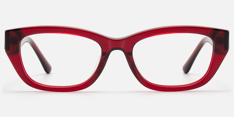 Riven - Bold Ruby Red Thick Cat Eye Frame by Vooglam
