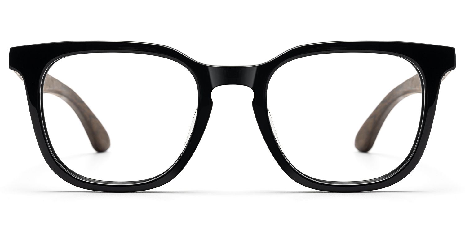 Lote - Square Black Glasses with Cool Wood Arm by Vooglam Product Details 1
