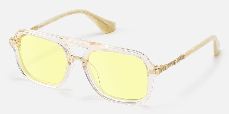 Marfa - Transparent Aviator Yellow Lens Glasses by Vooglam