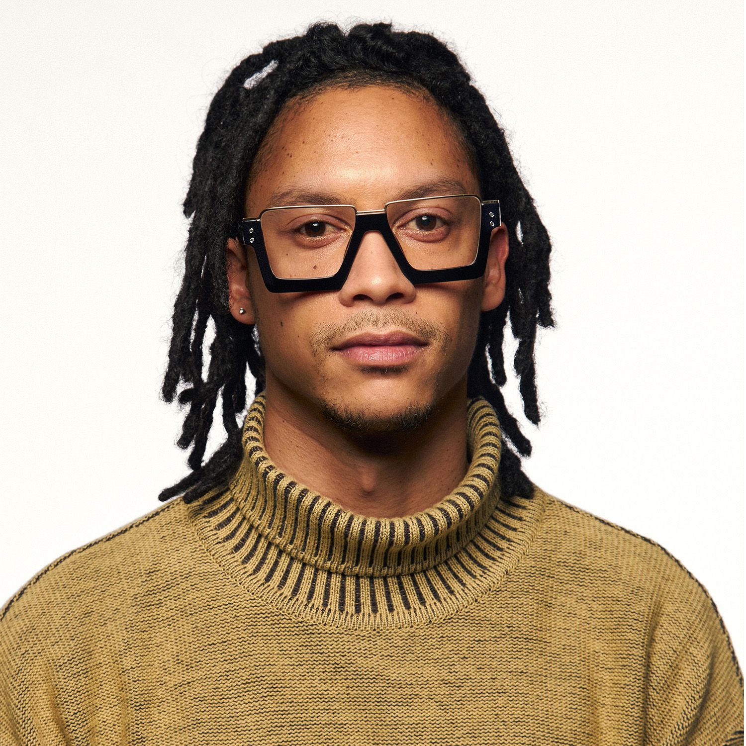 Dardhan - Black Thick Rimmed Glasses by Vooglam - On Model
