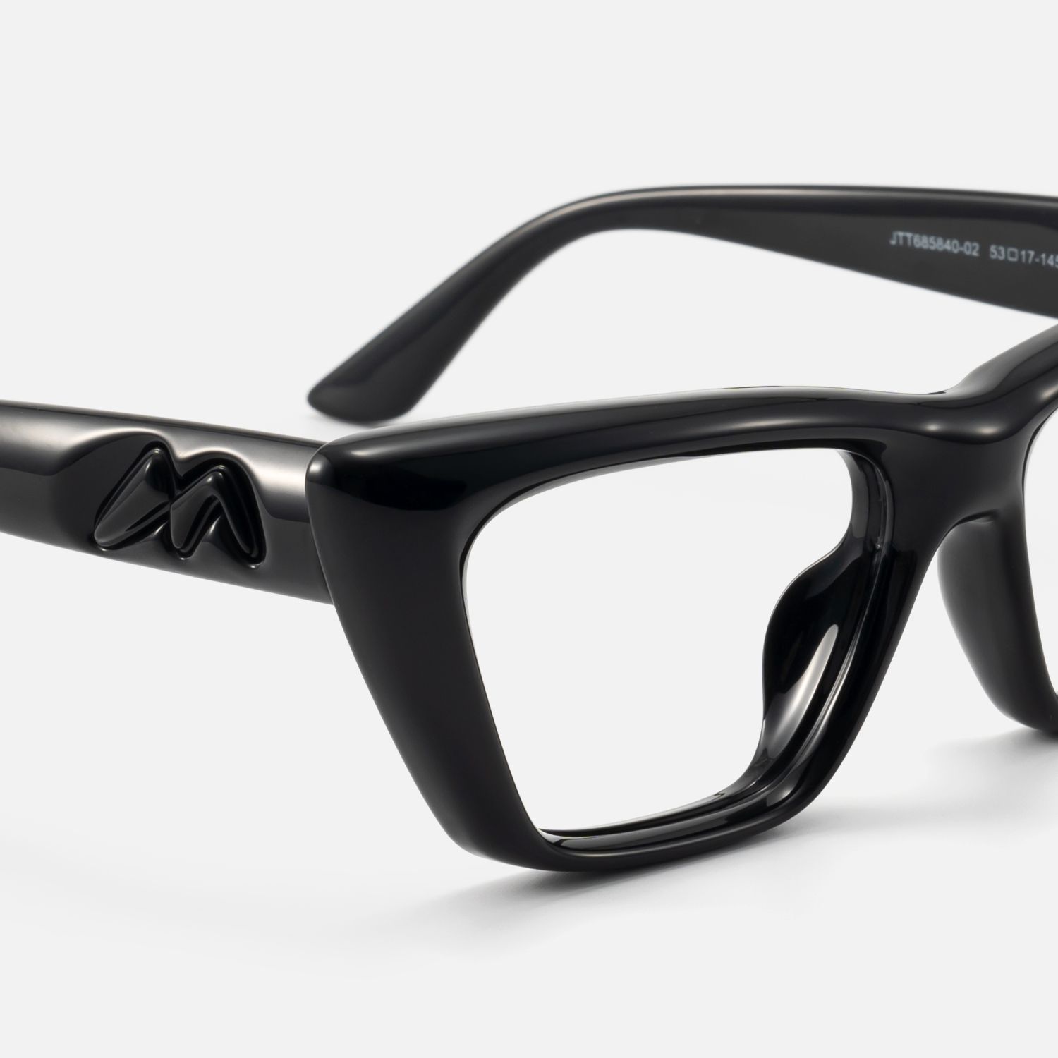 Meguro - Inflated Black Cat Eye Rx Glasses by Vooglam - Design Details