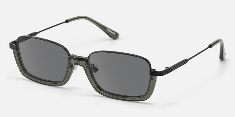 Basel - Extra Wide Dark Green Half Rim Sunglasses by Vooglam