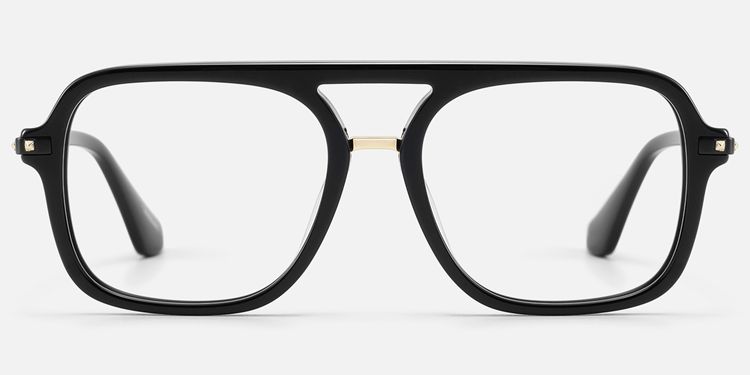 Marfa - Premium Black Gold Square Aviator Glasses by Vooglam