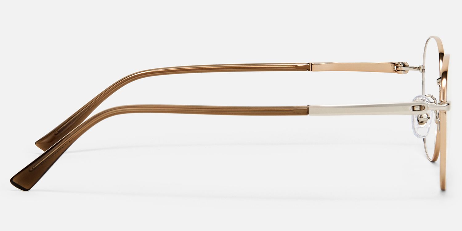 Luxe - Round Gold Eyeglasses by Vooglam - Side View