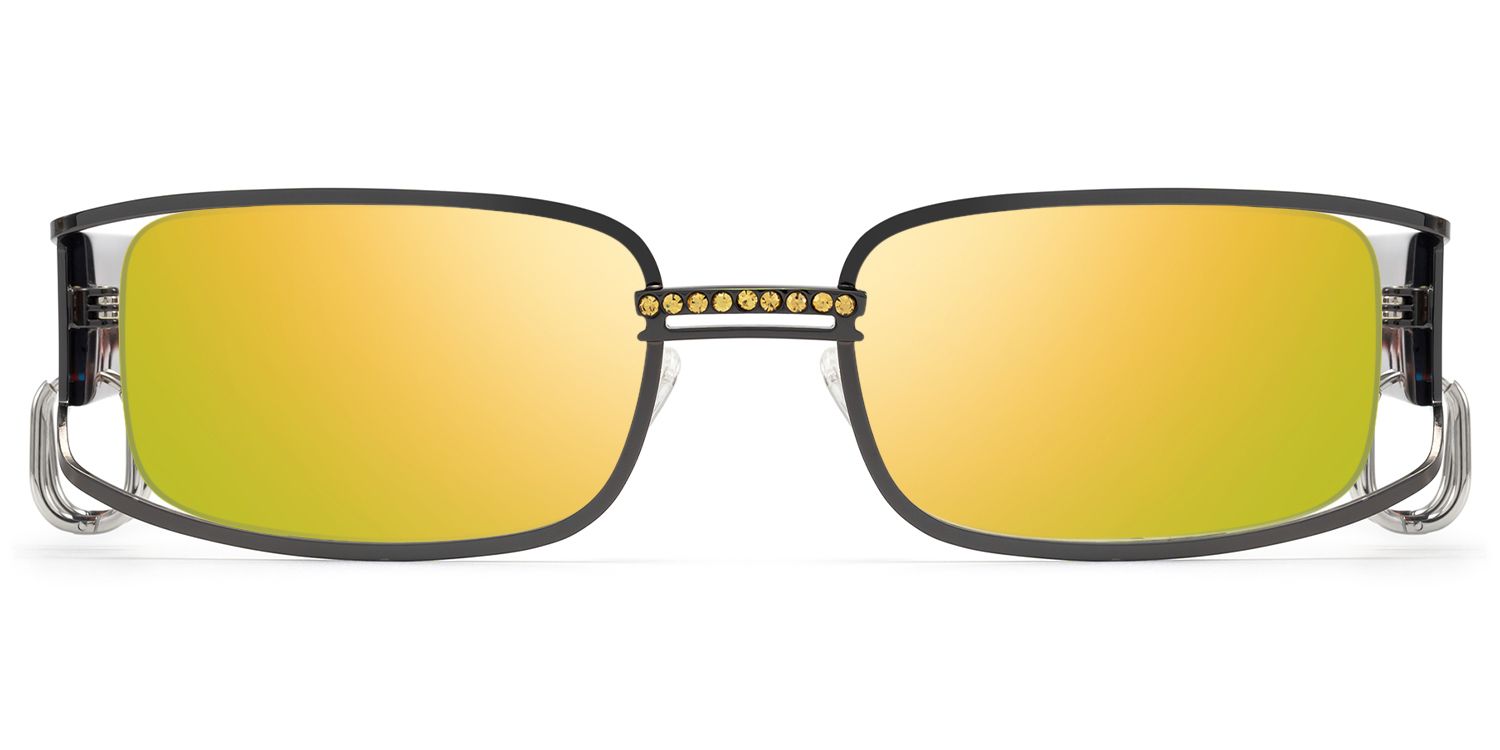 Riff - Black Huggie Deco Rectangle Mirrored Shades by Vooglam Product Details 1